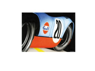 Porsche 917k, dans sa livrée bleu-orange « GULF » – Vue studio